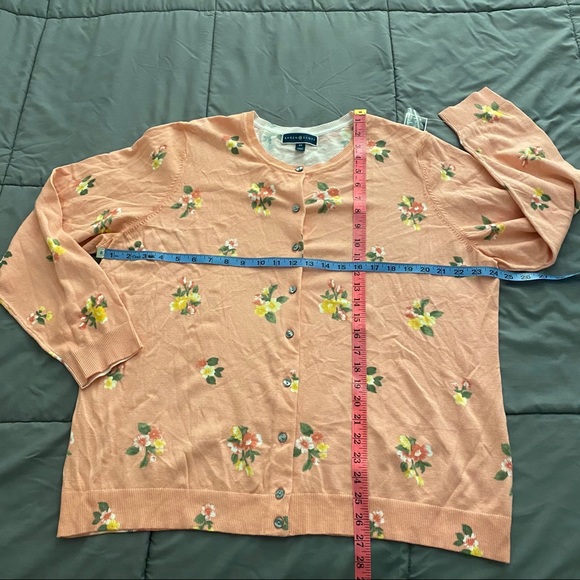 Karen Scott Button Down Cardigan Floral Pink Coral - Picture 5 of 9